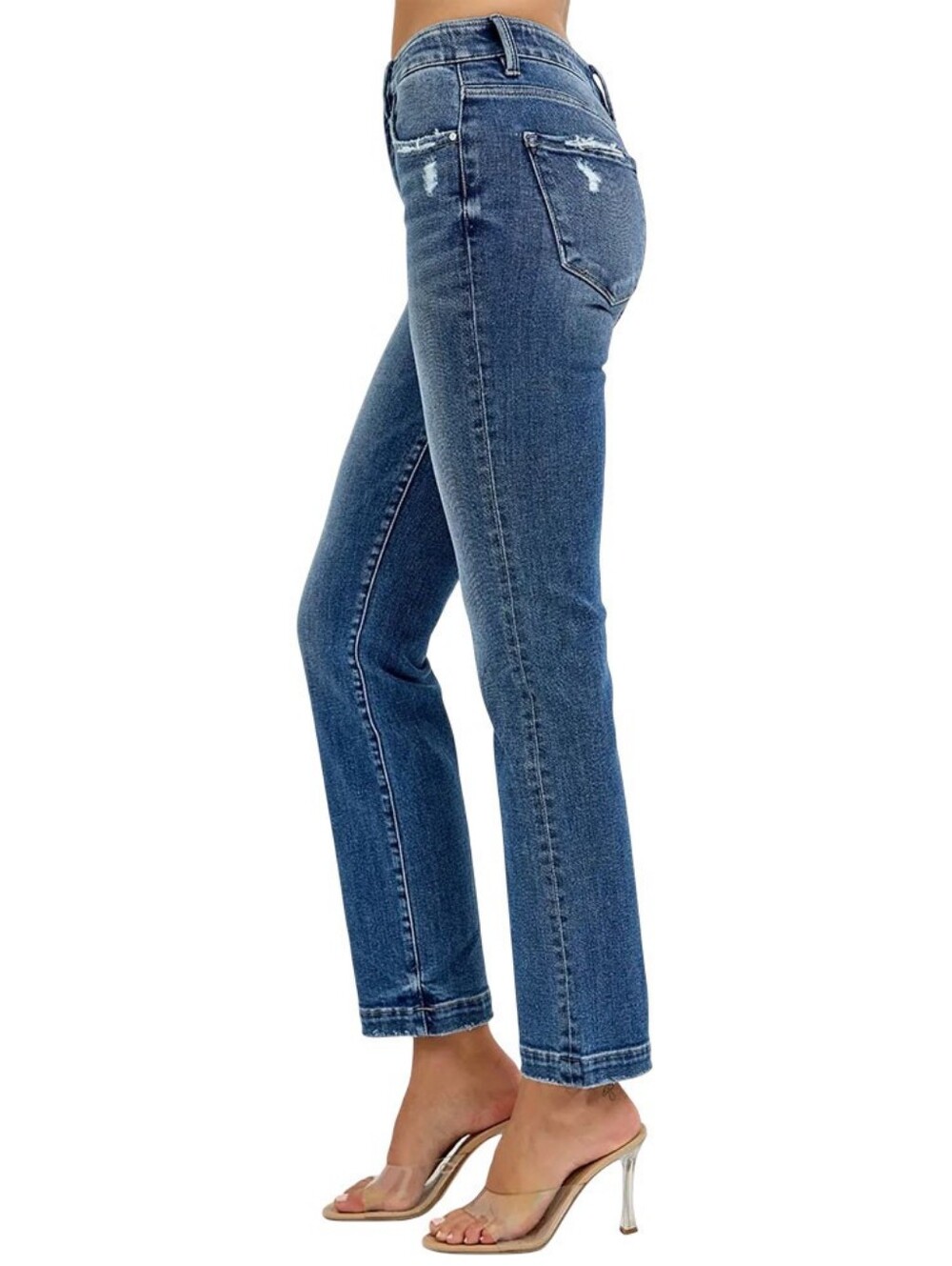 Risen Jeans 1/25 Tummy Control Elastic Band Mid Rise Straight Jean RDP5822 1/25